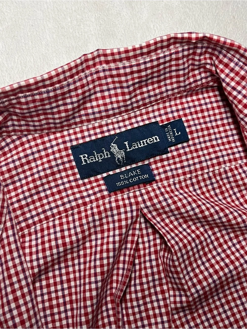 Ralph Lauren Red and White Gingham Button-Down Shirt